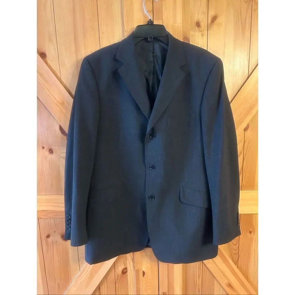 Topman London Men’s Lined Wool Blend Dark Gray Blazer Size 42 (5938)